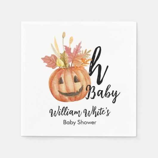 Oh Baby! Leuke pompoen Halloween Herfst Baby showe Servet (Voorkant)