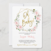 Oh Baby lichtroze roze baby shower meisje Kaart (Voorkant)