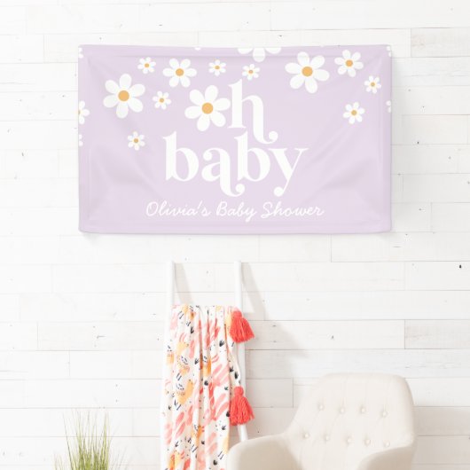 Oh Baby Lilac Daisy boho douche Bannière (En situation)