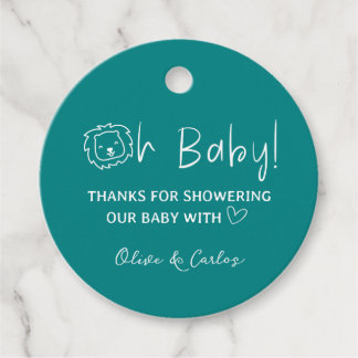 Oh Baby Lion en Heart Thank You Baby shower Bedankjes Labels
