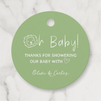 Oh Baby Lion en Heart Thank You Baby shower Bedankjes Labels