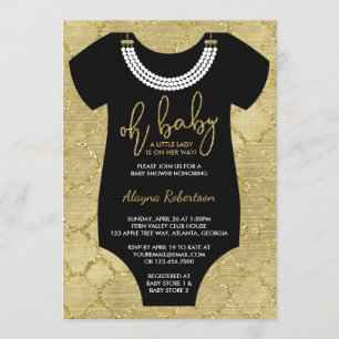 Oh Baby, Little Lady Baby shower Uitnodigen, Faux Kaart
