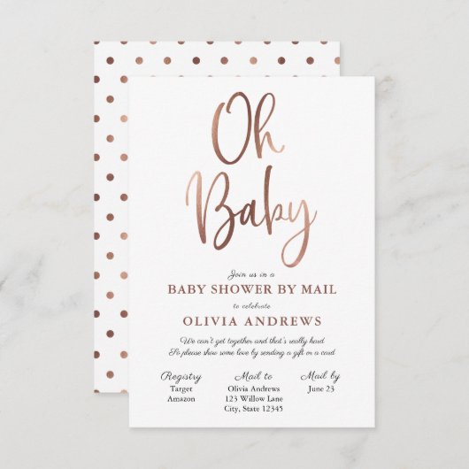 Oh Baby Long Distance Baby shower Invitation (Devant / Derrière)
