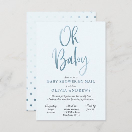 Oh Baby Long Distance Baby shower Invitation (Devant / Derrière)