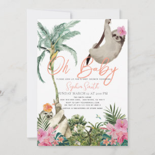 Oh Baby Luiaard Bloemige Jungle Meisje Baby Shower Kaart