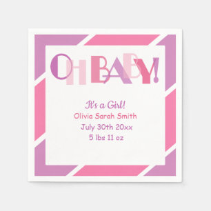 Oh Baby Meisje Roze Typografie Modern Baby shower Servet