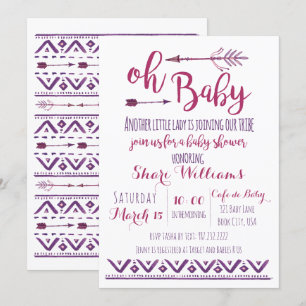 Oh Baby Meisje Tribale Baby Shower Uitnodiging
