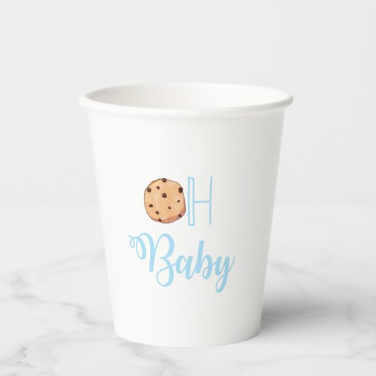Oh Baby Melk en Cookies blauw Baby shower Papieren Bekers (Voorkant)