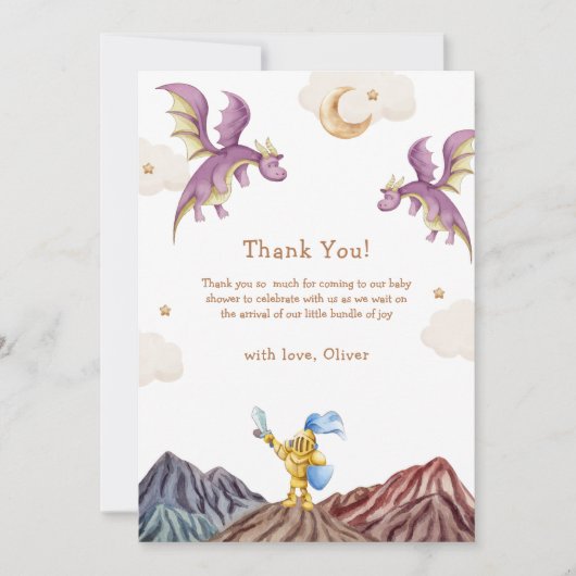 Oh Baby middeleeuwse sprookjesachtige Dragon Boy B Bedankkaart (Voorkant)