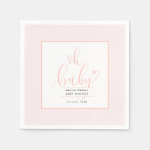 Oh Baby Minimal Elegant Pink Script Baby Shower 