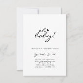 Oh Baby! Minimal Heart Script-Baby shower Kaart (Voorkant)