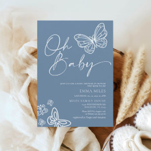 Oh Baby Minimalist Boy Baby shower Invitation Kaart