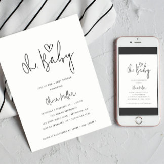 Oh Baby minimalistisch Genderneutraal Baby shower Kaart