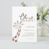 Oh Baby! Minimalistisch Giraffe Baby shower Kaart (Staand voorkant)
