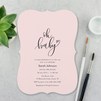 Oh Baby! Minimalistische typografie Roze baby show Kaart