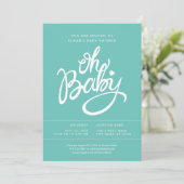 Oh Baby Modern Baby shower Invitation - Turquoise (Debout devant)