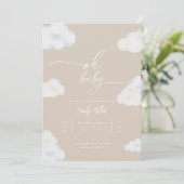 Oh Baby Modern Beige Cloud Baby shower Invitation (Debout devant)