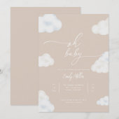 Oh Baby Modern Beige Cloud Baby shower Invitation (Devant / Derrière)