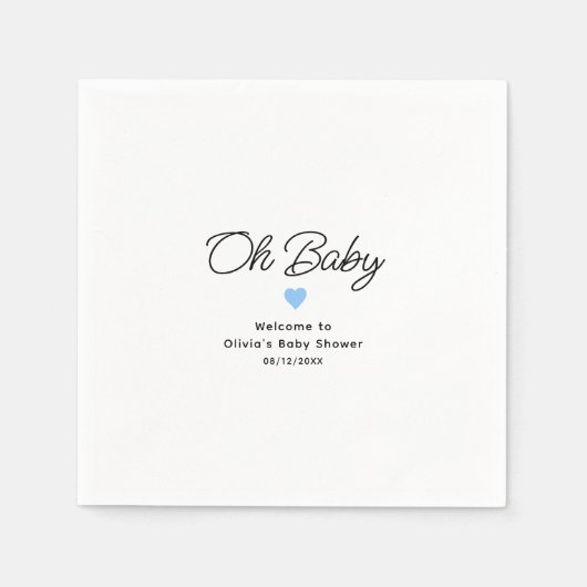 Oh Baby Modern Blauw Baby shower Custom Servet (Voorkant)