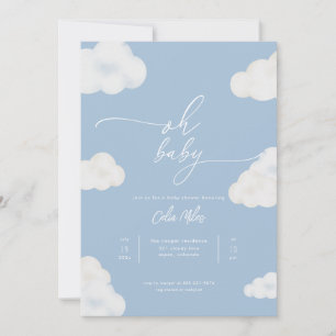 Oh Baby Modern Blauwe Wolk Baby Shower Uitnodiging