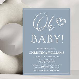 Oh Baby Modern Blue Baby shower Kaart