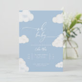 Oh Baby Modern Blue Cloud Baby shower Invitation (Debout devant)