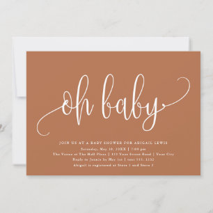 Oh Baby Modern Calligrafie Terracotta Baby shower Kaart