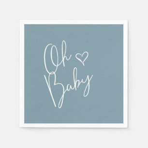 Oh Baby Modern Cute Blue Boy Baby shower Servet