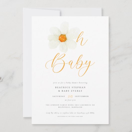 Oh Baby Modern Daisy Genderneutraal Baby shower Kaart (Voorkant)