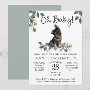 Oh Baby! Modern Dog Baby shower German Shepherd Kaart
