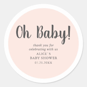 Oh Baby Modern Eenvoudig Baby shower Ronde Sticker