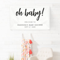 Oh Baby Modern Elegant Black en White Baby shower