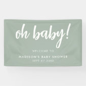 Oh Baby Modern Elegant Sage Green Baby shower Spandoek (Horizontaal)