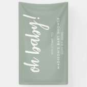Oh Baby Modern Elegant Sage Green Baby shower Spandoek (Verticaal)