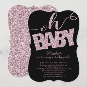 Oh Baby! Modern Glitter Baby shower Invitation Kaart