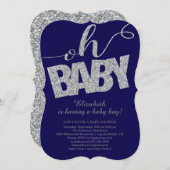 Oh Baby Modern Glitter Boys Baby shower Uitnodigin Kaart (Voorkant / Achterkant)