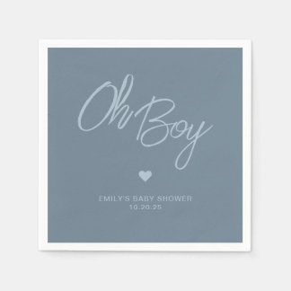Oh Baby Modern Minimal Dusty Blue Boy Baby shower Servet