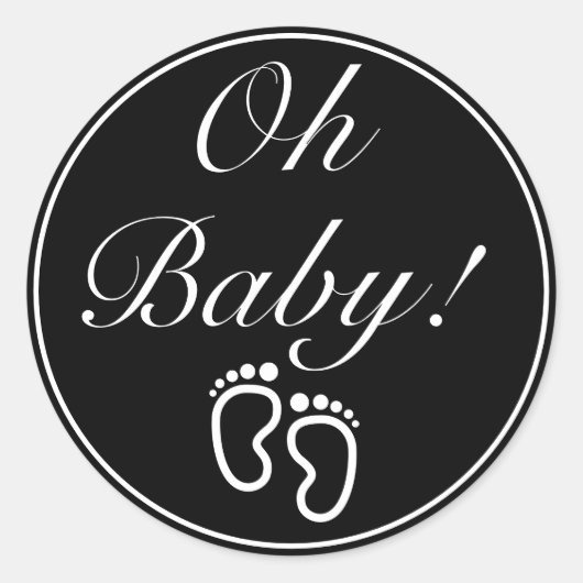 OH BABY Modern Minimalist Wit Zwart Ronde Sticker (Voorkant)