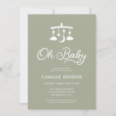 Oh Baby Modern Sage Green Baby shower Invitation (Devant)