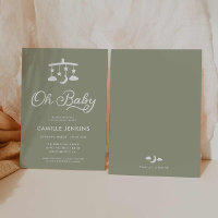 Oh Baby Modern Sage Green Baby shower Uitnodiging
