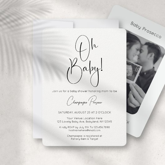 Oh Baby Modern Script Baby shower photo Invitation