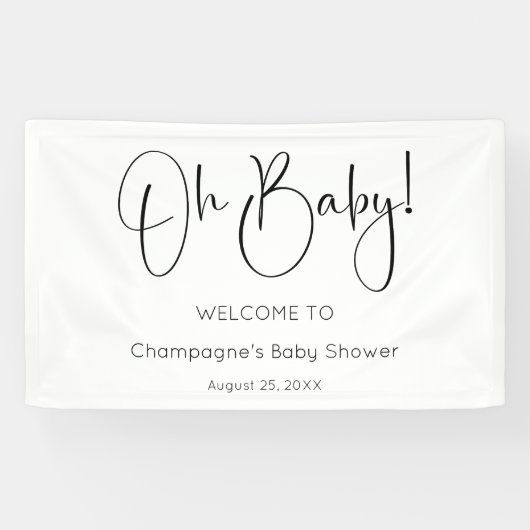 Oh Baby Modern Script Baby shower Spandoek (Horizontaal)