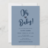 Oh Baby Modern Simple Dusty Blue Boy Baby shower Kaart (Voorkant)