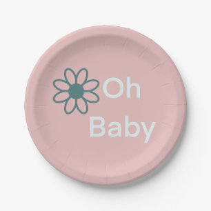 Oh Baby Moderne Eenvoudige Bloemen Roze Papier Bor Papieren Bordje