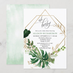 Oh baby moderne groene baby shower kaart