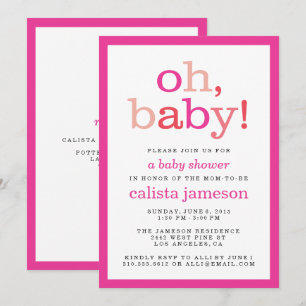 Oh Baby! Moderne roze baby Shower-uitvindingen Kaart