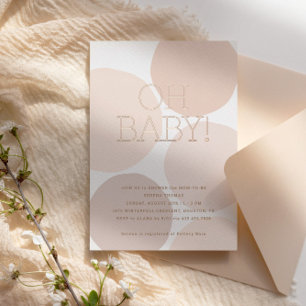 OH BABY! Moderne Roze Stippen Baby Shower Uitnodig Folie Uitnodiging