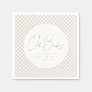 Oh baby, mooie blauwe geruite baby shower servet