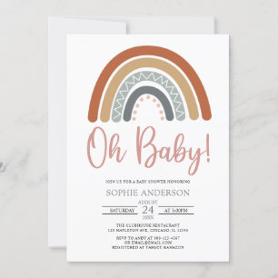 Oh Baby Muted Tones Boho Rainbow Baby shower Kaart