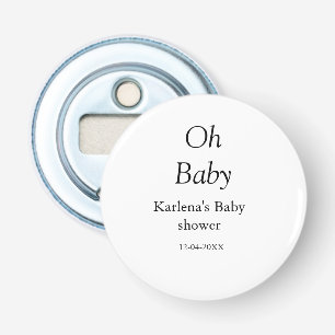Oh baby naam toevoegen baby shower datum eenvoudig button flesopener